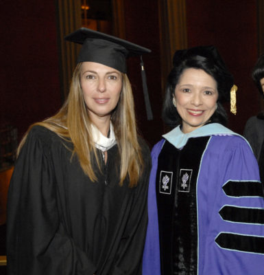 President Joyce Brown and Nina Garcia in commencement regalia