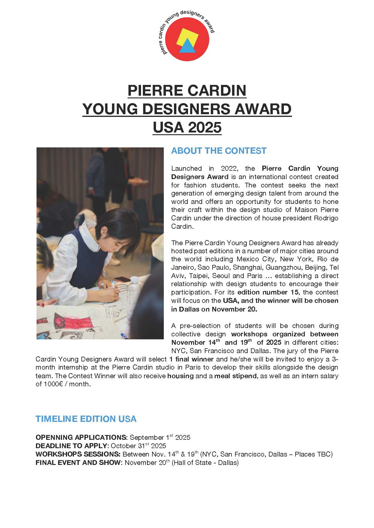 2025 Pierre Cardin Young Designers Award Poster