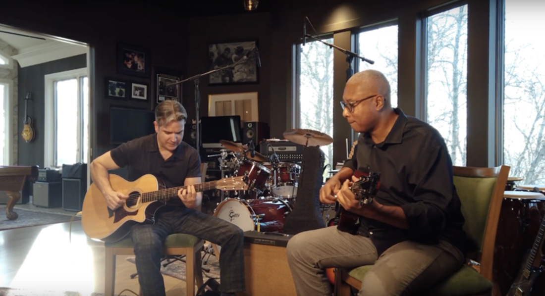 Gil Parris and Bernie Williams in a shot from their music video.