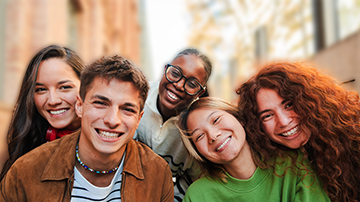 group of smiling college students