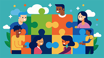 illustration of multicultural group of people in a puzzle