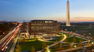 The National Museum of African American Histoey and Culture at Night. Photo by Alan Karchmer.