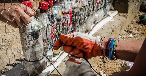 hands of students doing construction