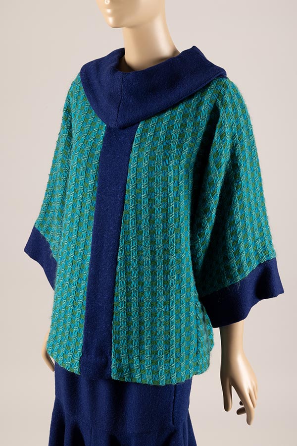 blue and green wool ensemble
